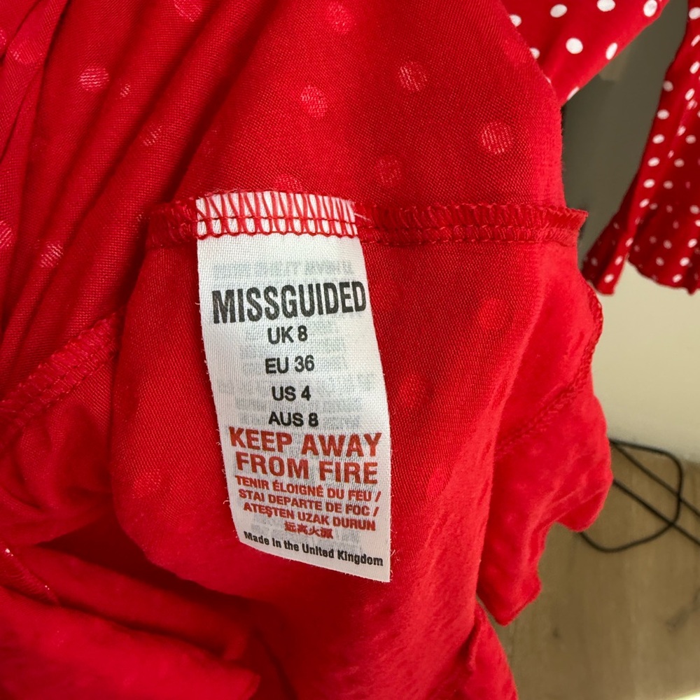 Missguided + Red Polka Dot Tie-Front Mini Dress - Picture 3 of 4
